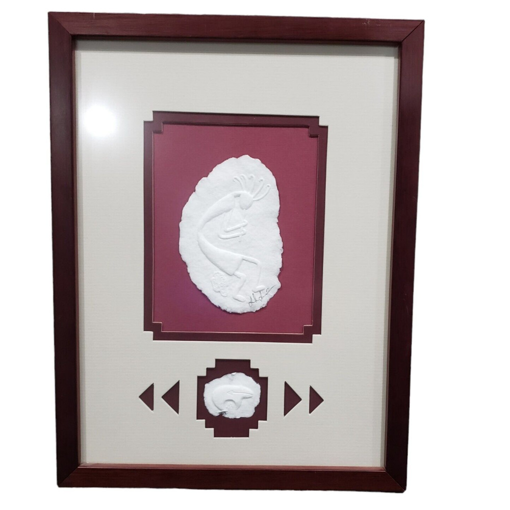 Original John Saunders Paper Relief Sculpture Framed Kokopelli Southwestern Art